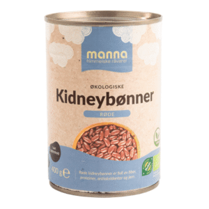 Økologiske røde kidneybønner i 400g hermetisert beholder fra Manna