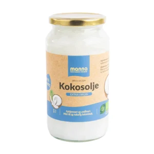 Økologisk extra virgin kokosolje i 1l glass fra Manna