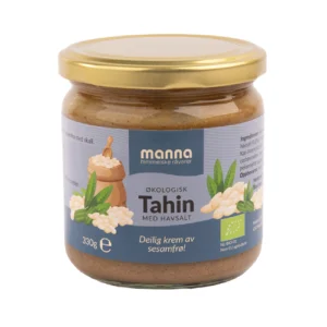 Økologisk tahin med havsalt i 330g glass fra Manna
