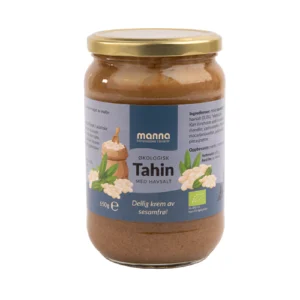 Økologisk tahin med havsalt i 650g glass fra Manna