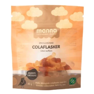 Økologisk colaflaske godteri uten koffein i 80g pose fra Manna