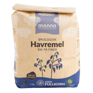 Økologisk havremel i 1kg pose fra Manna
