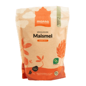 Økologisk sammalt maismel i 750g pose fra Manna