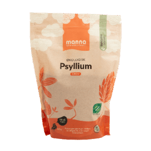 Økologisk grov psyllium i 300g pose fra Manna