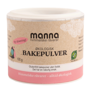 Økologisk bakepulver i 100g pakke fra Manna