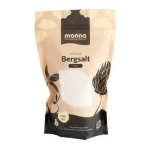 Naturlig fint bergsalt i 500g pose fra Manna