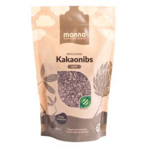 Økologisk raw kakaonibs i 200g pose fra Manna