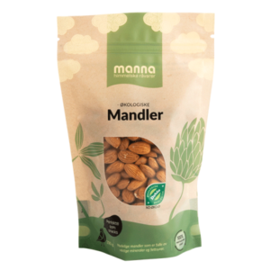 Økologiske mandler i 200g pose fra Manna