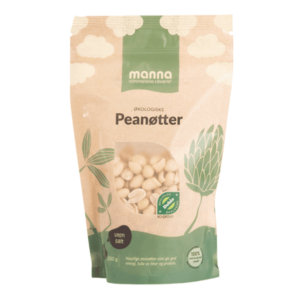 Økologiske peanøtter i 200g pose fra Manna
