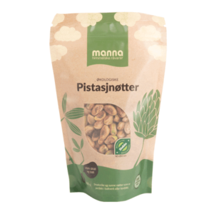 Økologiske pistasjnøtter i 200g pose fra Manna