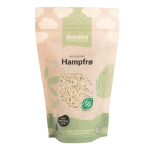 Økologiske hampfrø i 250g pose fra Manna
