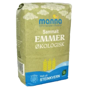Økologisk sammalt emmer i 1kg pose fra Manna
