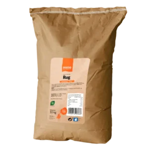 Økologisk sammalt fint rugmel i 10kg sekk fra Manna