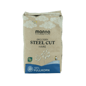 Økologisk steel cut havre i 1,2kg pose fra Manna
