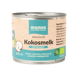 Økologisk kondensert kokosmelk i 200ml pakke fra Manna