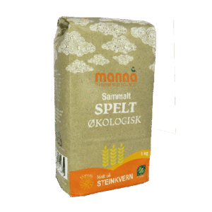 Økologisk sammalt speltmel i 1kg pose fra Manna