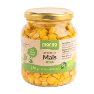 Økologisk mais i 330g glass fra Manna