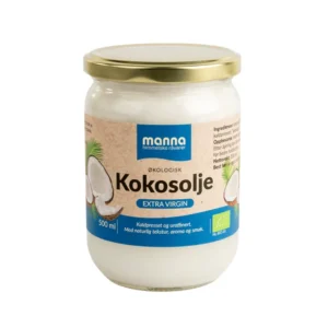 Økologisk extra virgin kokosolje i 500ml glass fra Manna