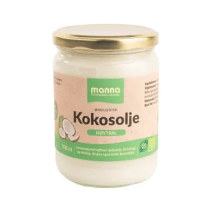 Økologisk nøytral kokosolje i 500ml glass fra Manna